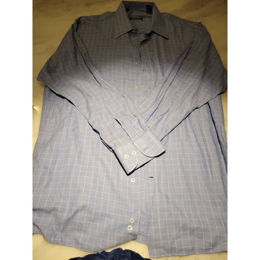 Errepi Veste‎ Italian Dress Shirt Blue Checked 100% Cotton 16+1/2 34/35